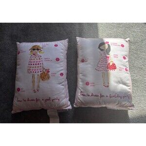Set Of 2 The Land Of Nod Throw Pillows “How To Dress” Girl’s Room Decor